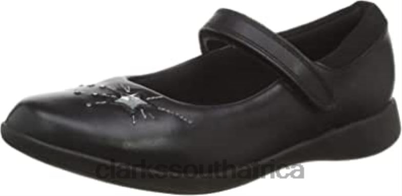 Black Clarks Girl's Etch Spark K Closed Toe Sandals 84040531 Kids Clarks Black Leather Black Leather
