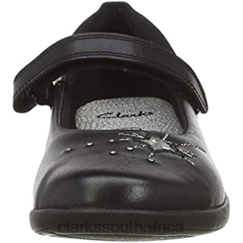 Black Clarks Girl's Etch Spark K Closed Toe Sandals 84040531 Kids Clarks Black Leather Black Leather