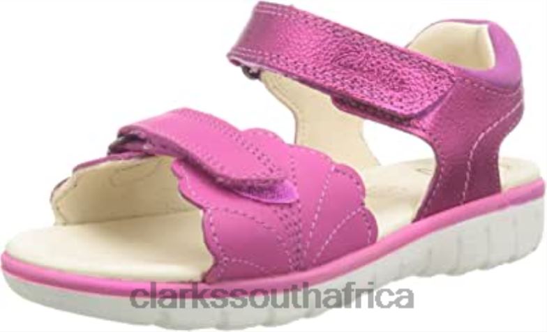 Clarks Pink Leather Girl's Roam Wing K Sandal 840401769 Kids Clarks Pink Leather