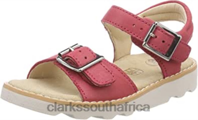 Clarks Pink Leather Girls' Crown Bloom T Sling Back Sandals 840402497 Kids Clarks Pink Leather