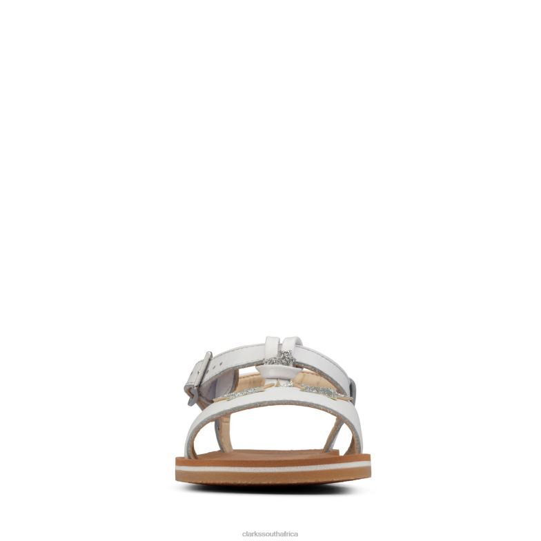 Finch Summer K White Leather Clarks 840403814 Kids Clarks White Leather