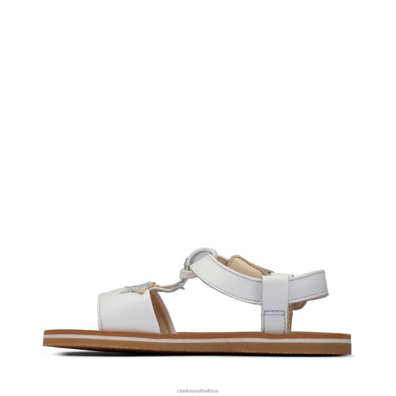 Finch Summer K White Leather Clarks 840403814 Kids Clarks White Leather