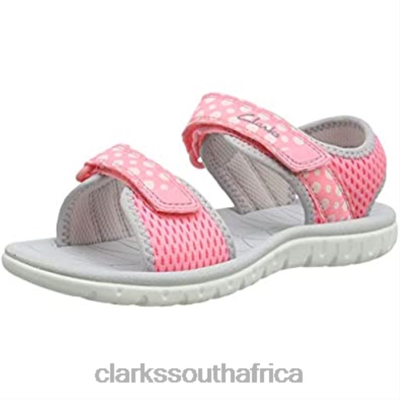 Girl's Surfing Tide K Sling Back Sandals Clarks Pink Pink Combi Pink Combi 840401279 Kids Clarks Pink Combi