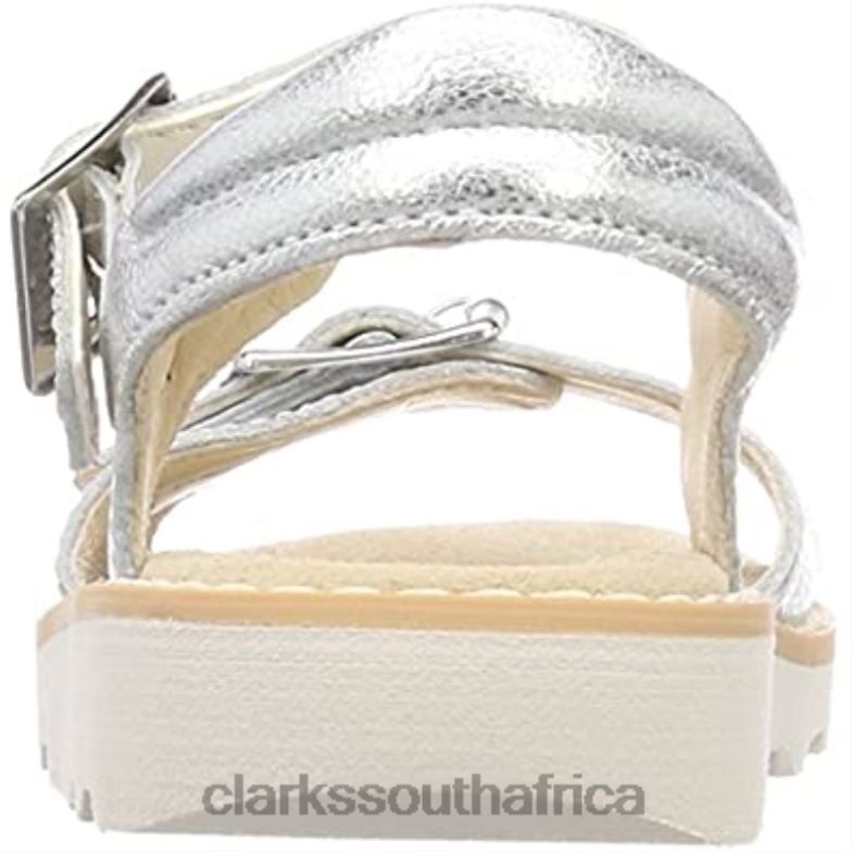 Girls' Crown Bloom T Sling Back Sandals Clarks Silver Leather 840401181 Kids Clarks Silver Leather