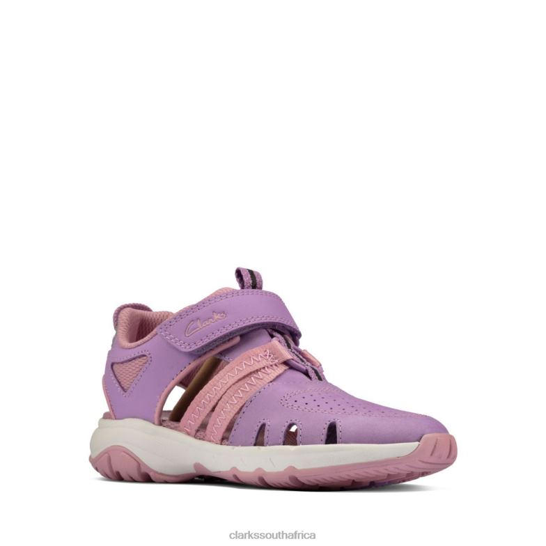 Lilac Leather Clarks Rock Surf K 840403811 Kids Clarks Lilac Leather