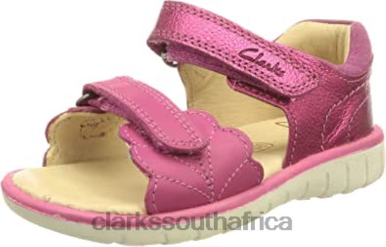 Pink Leather Girl's Roam Wing T Sandal Clarks 840401476 Kids Clarks Pink Leather