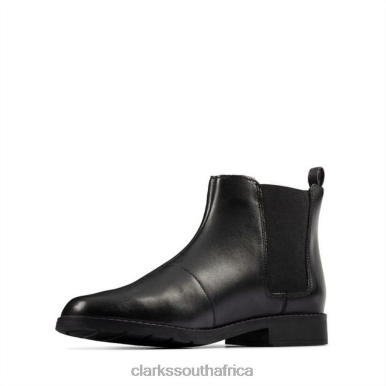 Aubrie Walk Youth Black Leather Clarks Black Leather 840405773 Kids Clarks Black Leather