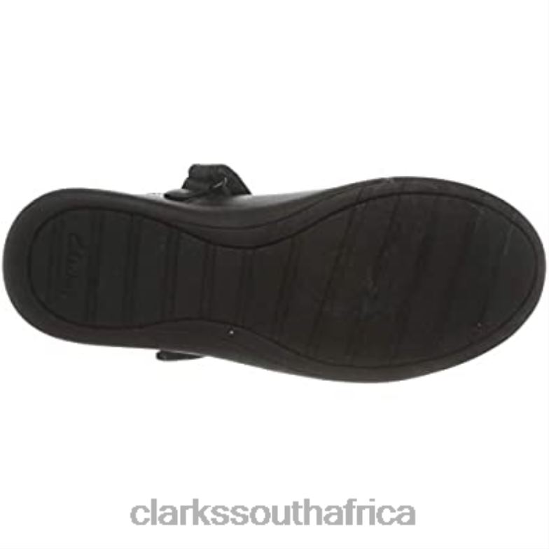 Black Clarks Girl's Etch Bright T Wide Fit School Uniform Shoes 84040219 Kids Clarks Black Leather