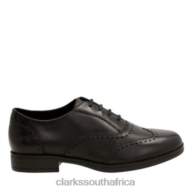 Black Leather Sami Fizz Jnr H Fit Clarks 840404652 Kids Clarks Black Leather