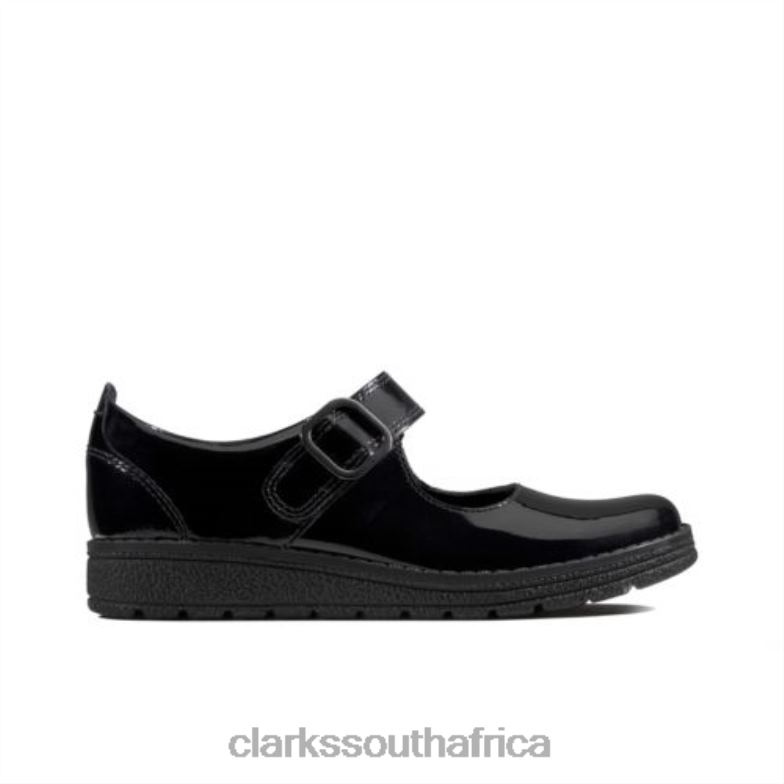 Clarks Black Patent Mendip Stitch Inf F Fit 840404665 Kids Clarks Black Patent