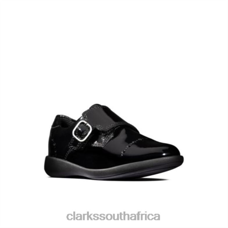 Clarks Etch Strap Inf F Fit Black Patent 840404658 Kids Clarks Black Patent