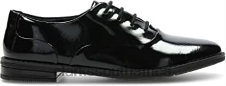 Clarks Girls Lace Up Brogue School Shoes Drew Star Black Patent Leather 840402176 Kids Clarks