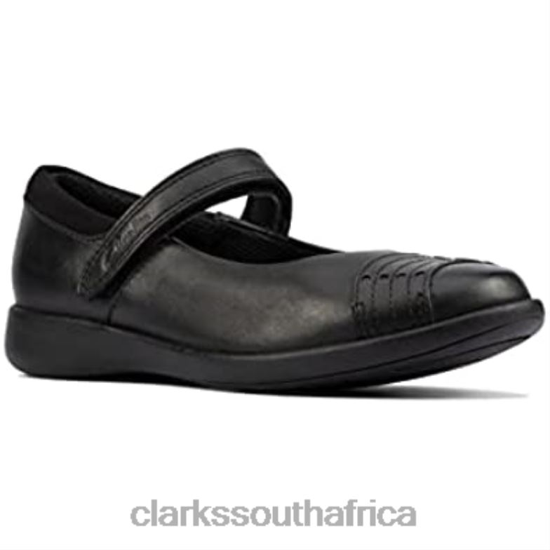 Etch Beam Kids Black Leather Girls Mary Jane School Shoes Clarks 840401356 Kids Clarks
