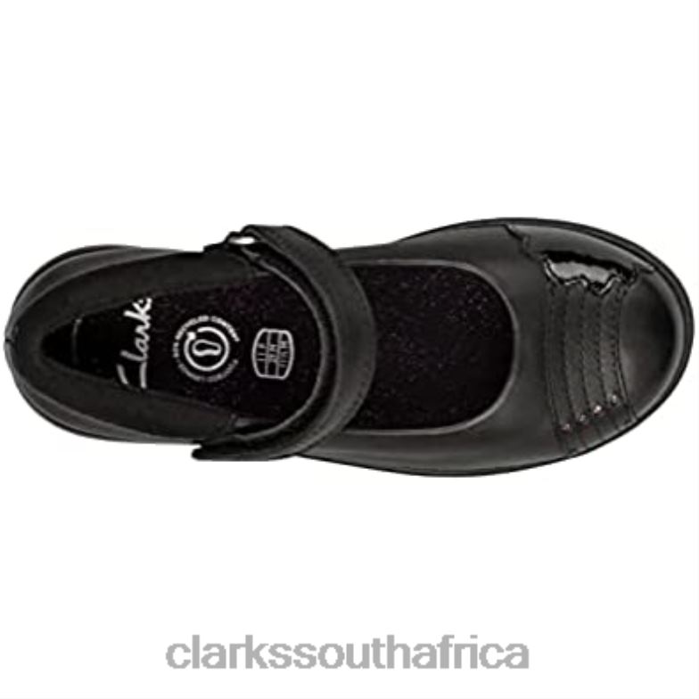 Etch Beam Kids Black Leather Girls Mary Jane School Shoes Clarks 840401356 Kids Clarks