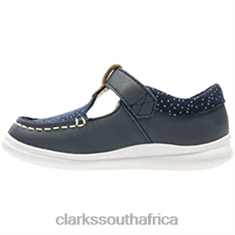 Clarks Girl's Cloud Rosa T Low-Top Sneakers Blue Navy Leather 84040298 Kids Clarks Blue Navy Leather