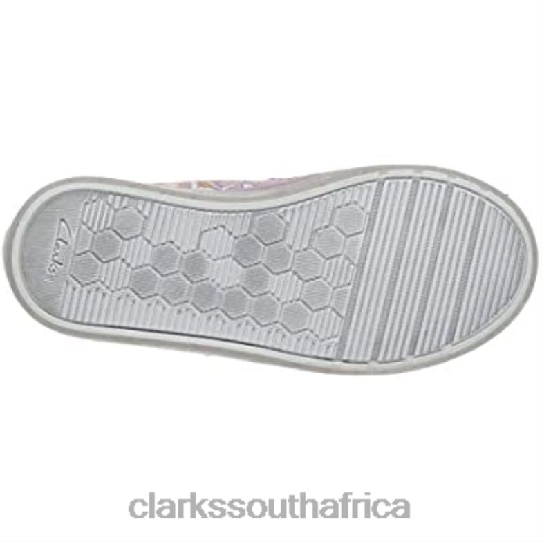 Girl's Foxing Print Sneaker Pink Canvas Clarks 840401870 Kids Clarks