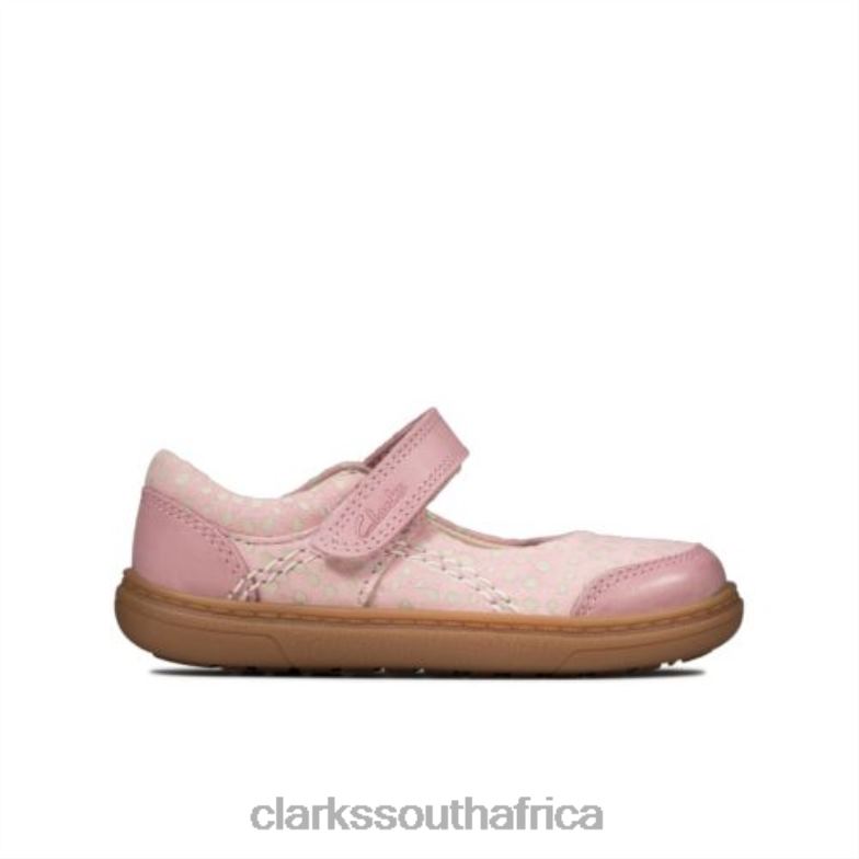 Clarks Dusty Pink Leather Flashbright Fst H Fit 840404601 Kids Clarks Dusty Pink Leather