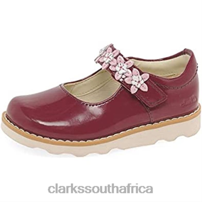 Clarks Crown Petal Toddler Waxy Leather Shoes Cherry 8404082 Kids Clarks