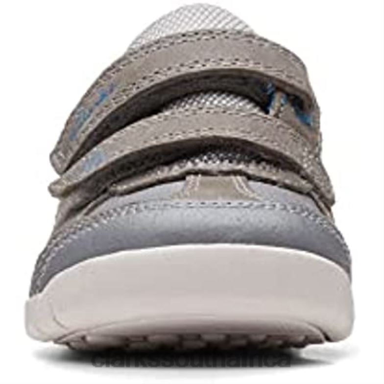 Clarks Rex Play Toddler Leather Shoes Grey/Blue 84040842 Kids Clarks
