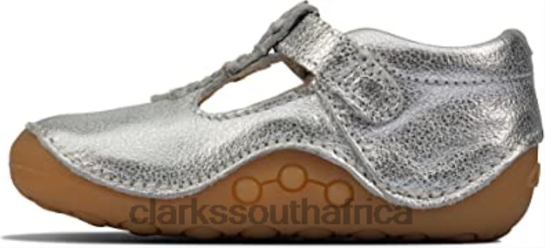 Clarks Ti Ny F Lower Toddler Silver Leather Girls Pre Walker Shoes Silver 840402906 Kids Clarks Silver