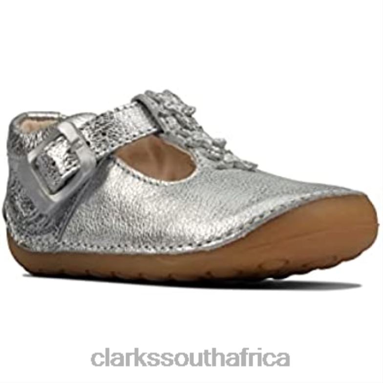 Clarks Ti Ny F Lower Toddler Silver Leather Girls Pre Walker Shoes Silver 840402906 Kids Clarks Silver