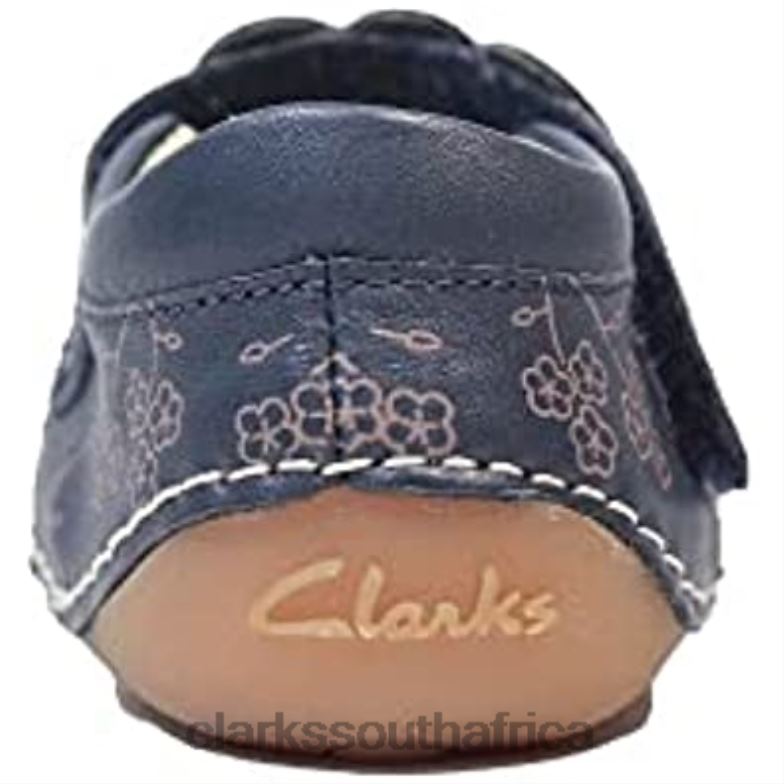 Ti Ny Flora Toddler Navy Combi Leather Girls Pre Walker Shoes F Width Navy Combi Clarks 84040158 Kids Clarks F Width Navy Combi