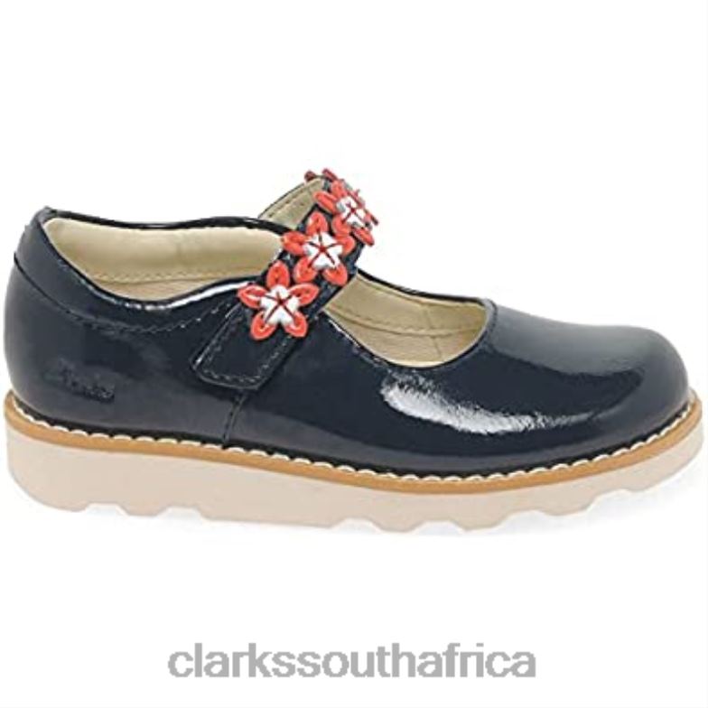 Clarks Crown Petal Toddler Waxy Leather Shoes Navy 84040200 Kids Clarks