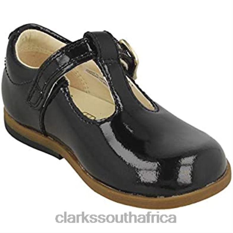 Clarks Drew Shine Toddler Leather Shoes Black Black 84040698 Kids Clarks Black