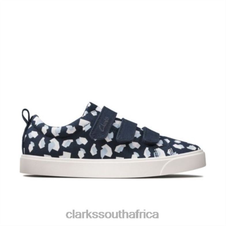 City Vibe Inf G Fit Clarks Navy Print 840404599 Kids Clarks Navy Print
