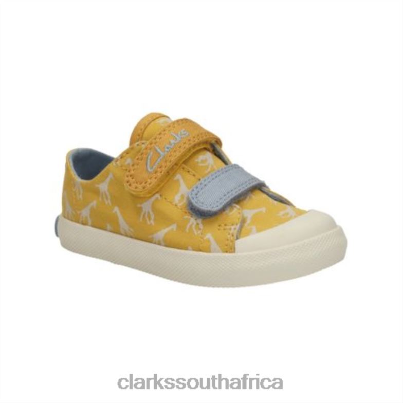 Clarks Yel Low Textile Halcy Hop Fst G Fit 840404809 Kids Clarks Yellow Textile
