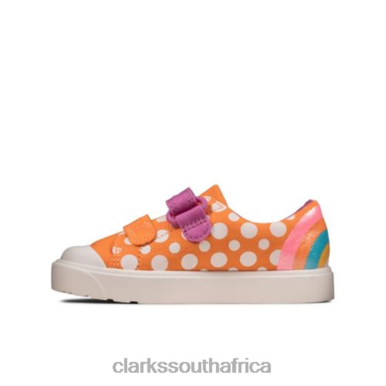 Orange Combi Clarks City Bright Fst F Fit 840404592 Kids Clarks Orange Combi