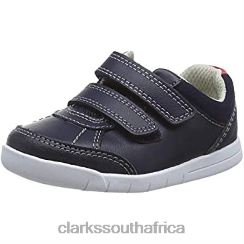 Blue Navy Leather Navy Leather Clarks Emery Sky T Low-Top Sneakers Child 840402272 Kids Clarks Blue Navy Leather Navy Leather