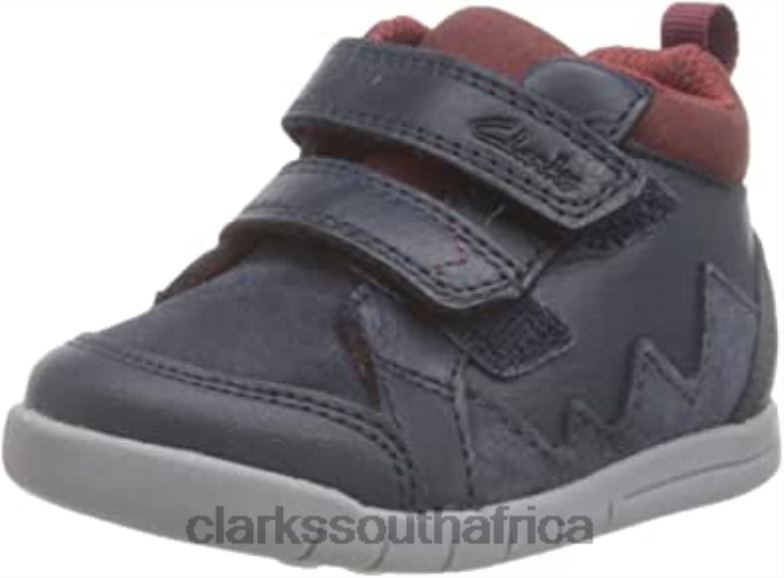 Navy Leather Clarks Rex Park T Sneaker Child 8404096 Kids Clarks Navy Leather