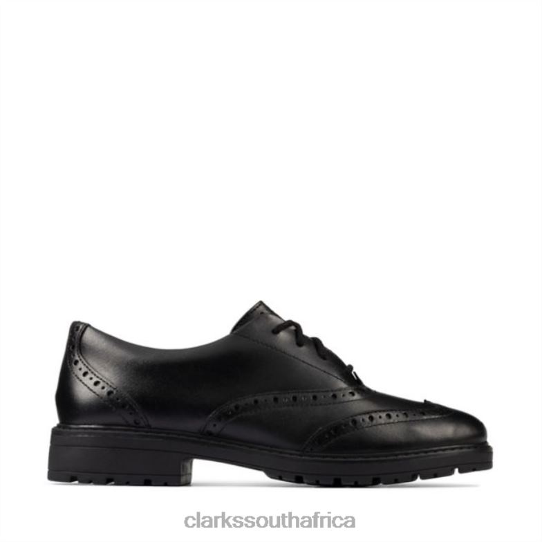 Clarks Black Leather Loxham Brogue Youth Black Leather 840405897 Kids Clarks Black Leather