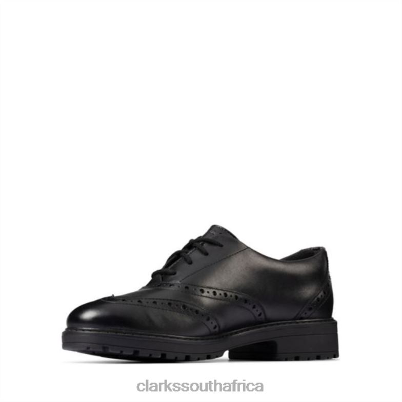 Clarks Black Leather Loxham Brogue Youth Black Leather 840405897 Kids Clarks Black Leather