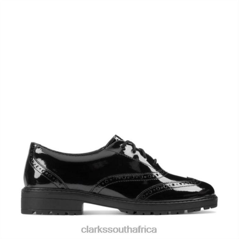 Loxham Brogue Youth Black Patent Clarks Black Patent 840405837 Kids Clarks Black Patent