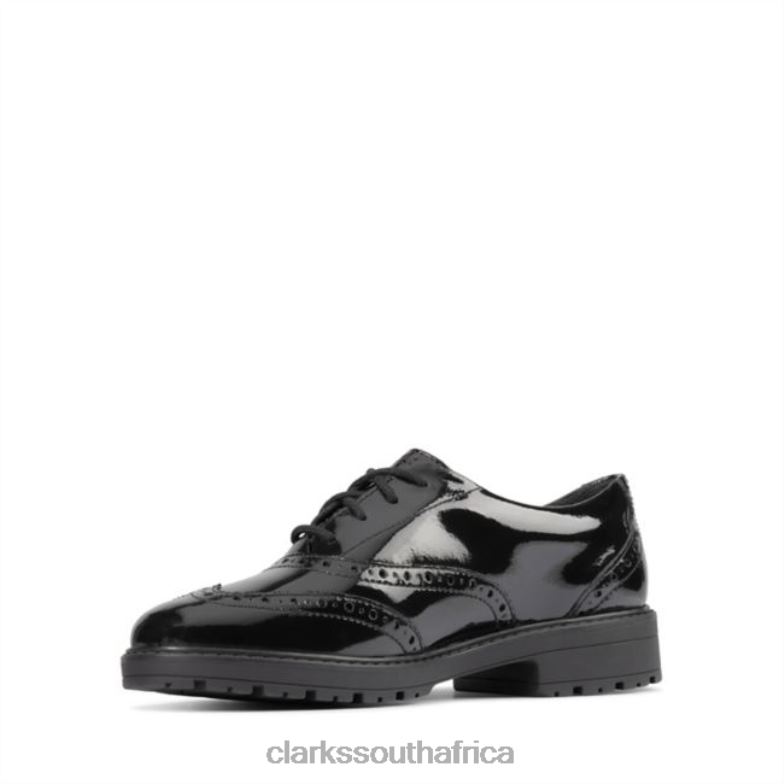 Loxham Brogue Youth Black Patent Clarks Black Patent 840405837 Kids Clarks Black Patent