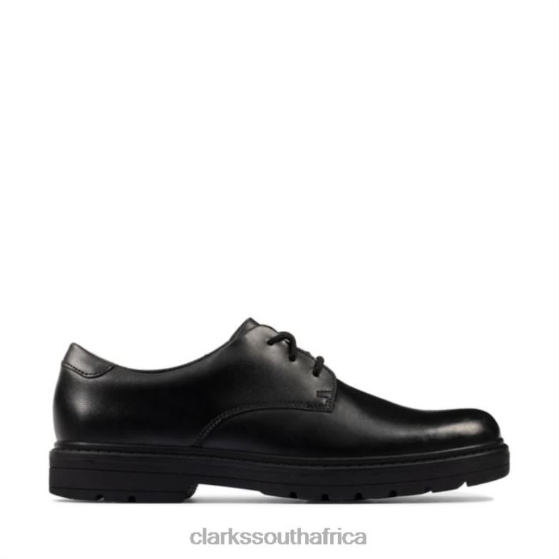 Loxham Derby Youth Black Leather Clarks Black Leather 840405845 Kids Clarks Black Leather