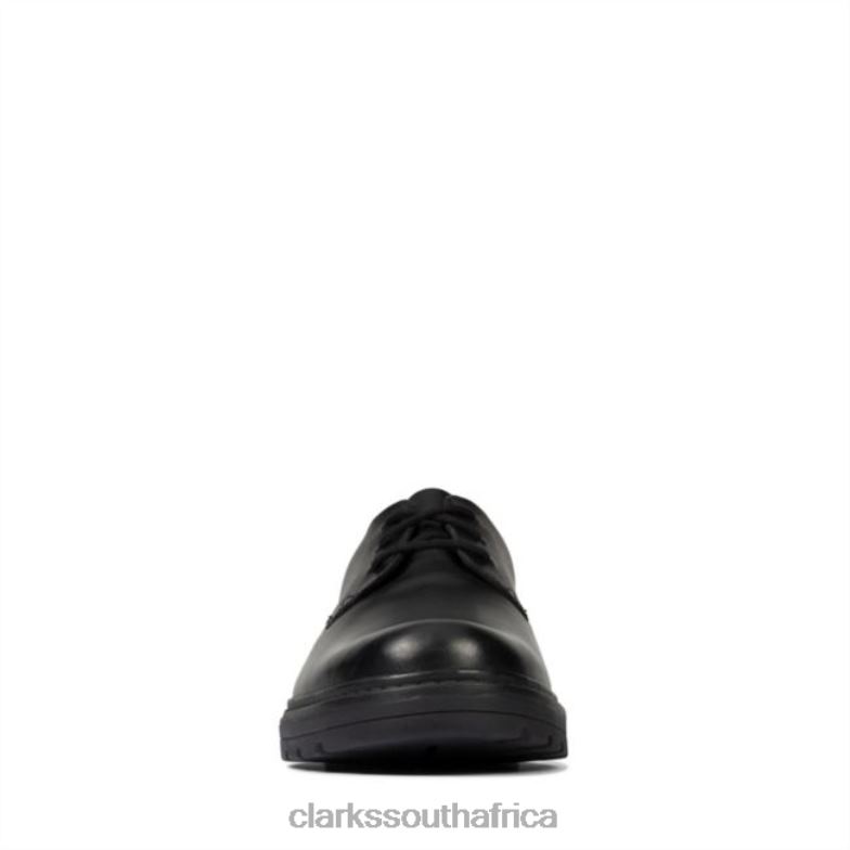 Loxham Derby Youth Black Leather Clarks Black Leather 840405845 Kids Clarks Black Leather