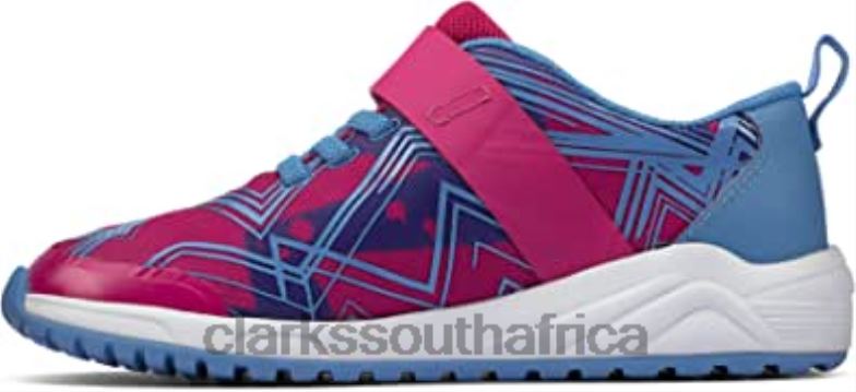 Clarks Pink Aeon Pace Kid Textile Trainers Pink Combi 840401617 Kids Clarks Pink