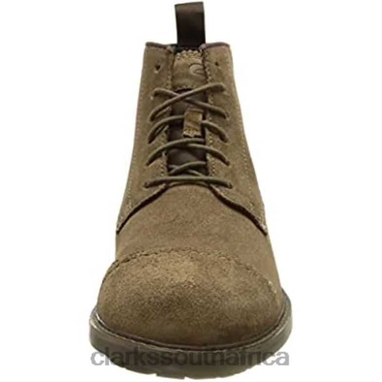 Clarks Men's Bowzer Cap Ankle Boot Olive Suede 840402578 Men Clarks Olive Suede