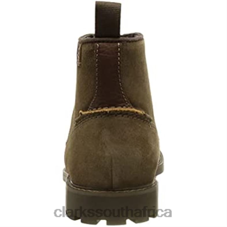 Clarks Men's Bowzer Cap Ankle Boot Olive Suede 840402578 Men Clarks Olive Suede