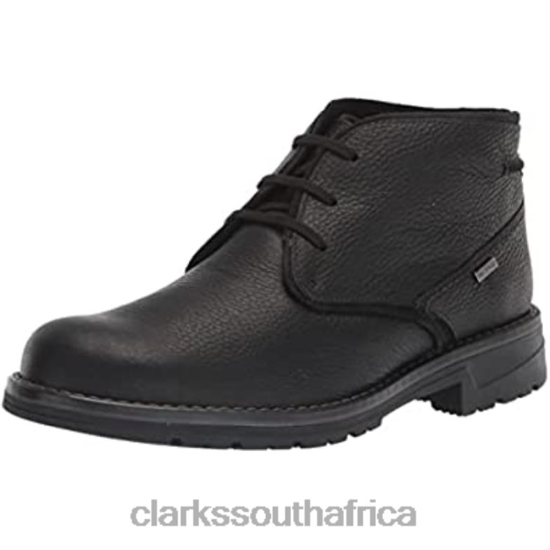 Black Tumbled Leather Clarks Men's Morris Lace Waterproof Chukka Boot 84040816 Men Clarks