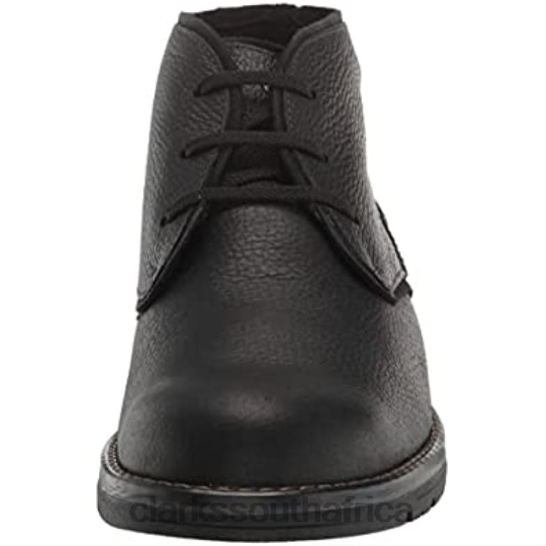 Black Tumbled Leather Clarks Men's Morris Lace Waterproof Chukka Boot 84040816 Men Clarks