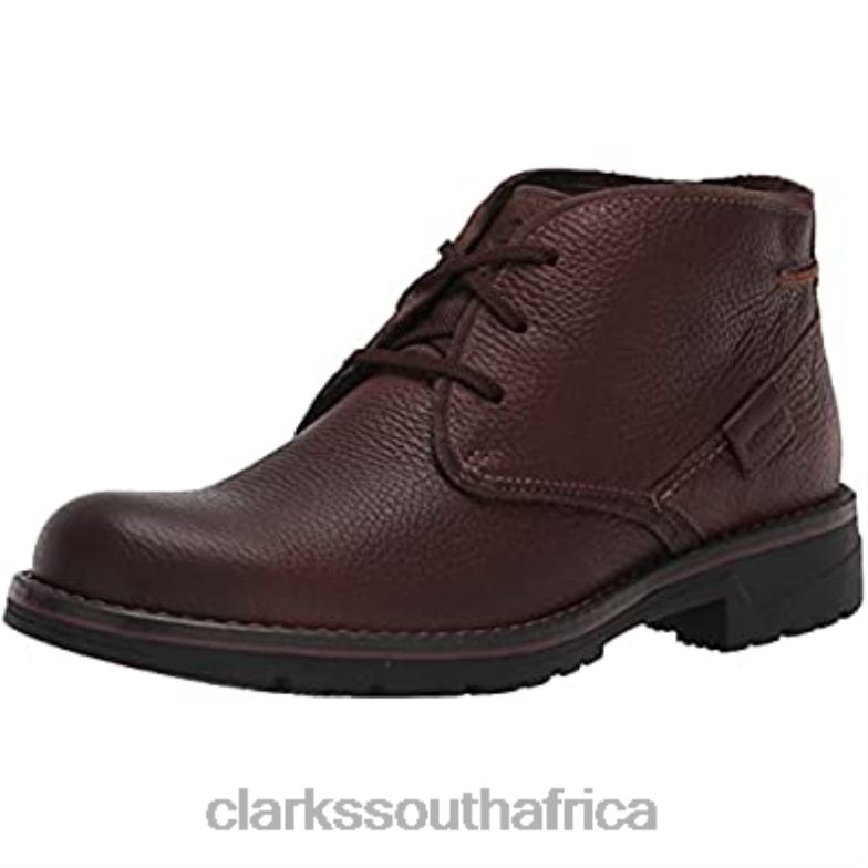 Brown Tumbled Leather Clarks Men's Morris Peak Waterproof Chukka Boot 840401787 Men Clarks Brown Tumbled Leather