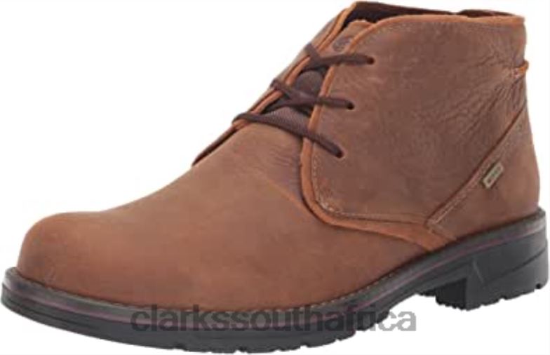 Dark Tan Leather Clarks Men's Morris Peak Waterproof Chukka Boot 840401243 Men Clarks Dark Tan Leather