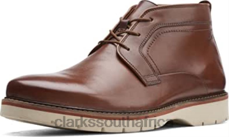 Men's Bayhill Mid Chukka Boot Clarks Dark Tan Leather 84040743 Men Clarks Dark Tan Leather