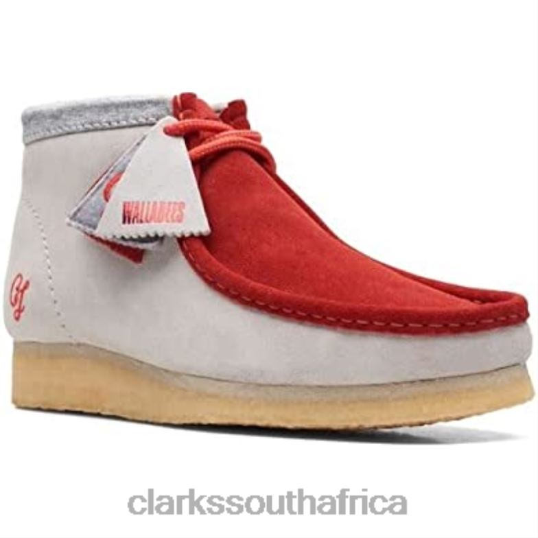 Red Grey Men's Originals Wallabee Boot Vcy Combi Red/Grey Clarks 8404020 Men Clarks Red Grey