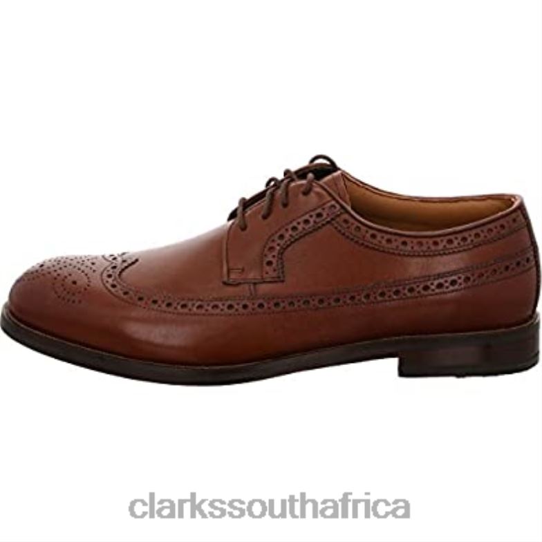 Clarks Brown Men's Lace-Up Derby Wing Tip Brogue Shoes Coling Limit 840401713 Men Clarks Brown