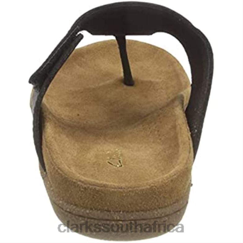 Men's Pilton Post Flip-Flop Black Leather Clarks 84040582 Men Clarks Black Leather